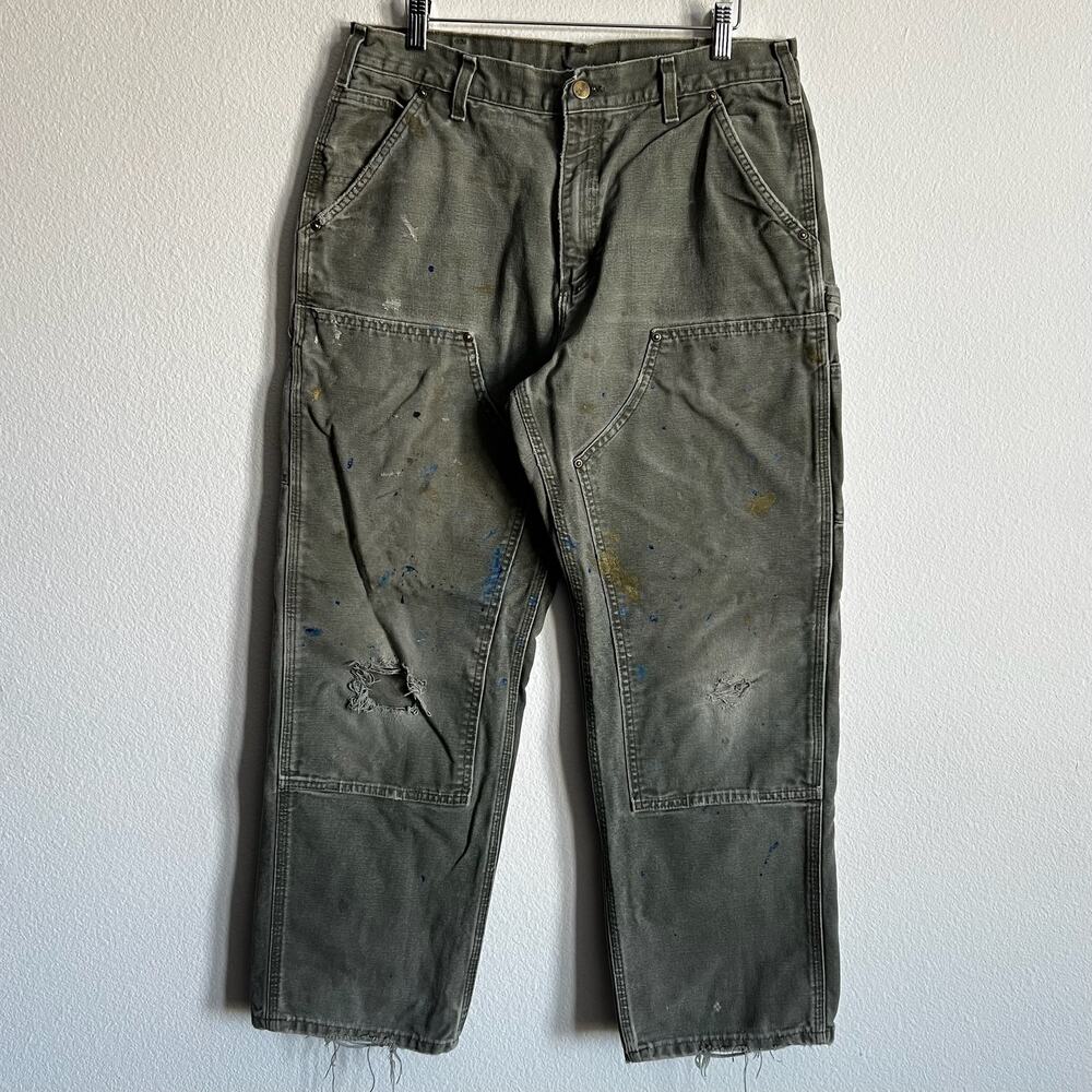 Carhartt B136 MOS faded green double knee work wear carpenter pants